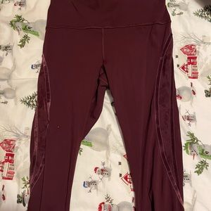 Lululemon velvet and lace mesh leggings